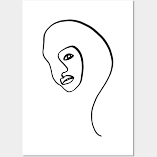 Abstract women face line art Posters and Art